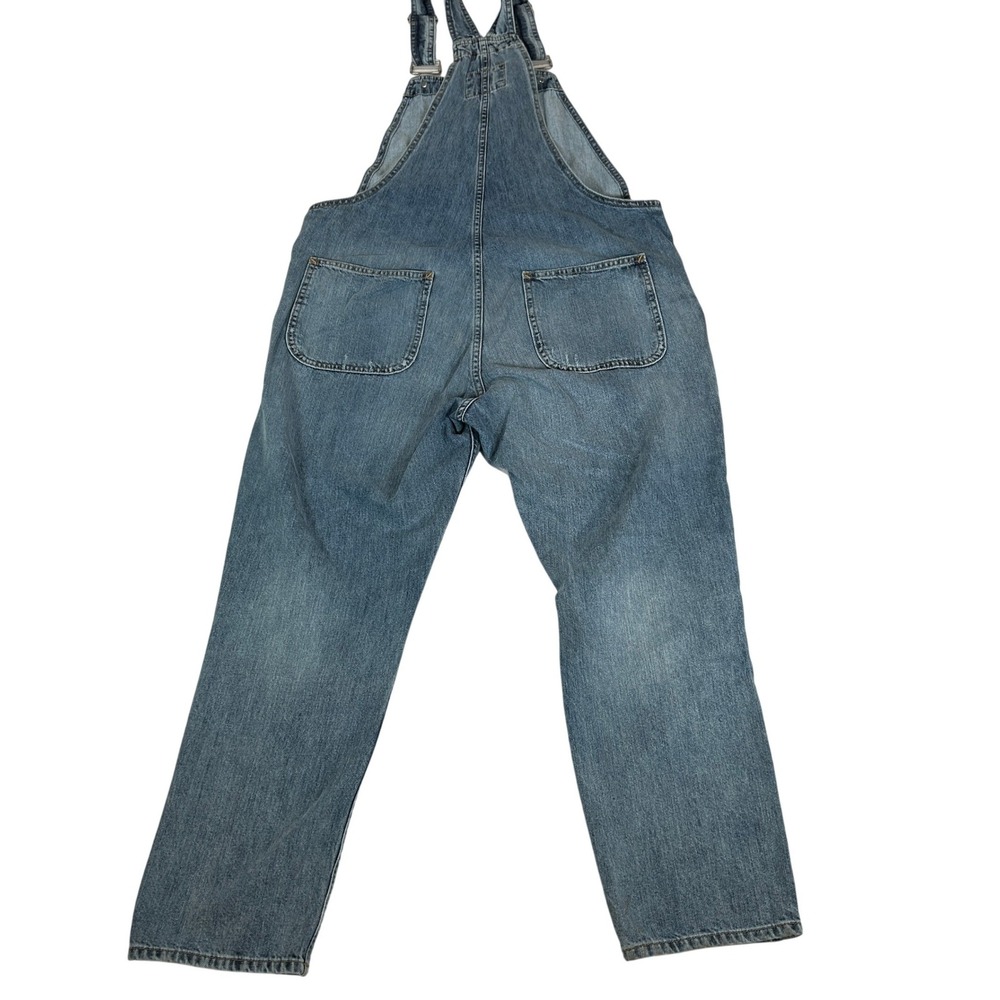 Gap Denim For Good Womens Medium Blue Distressed Relaxed Denim Overalls M - Picture 2 of 11